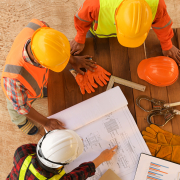 Architects inspecting plans